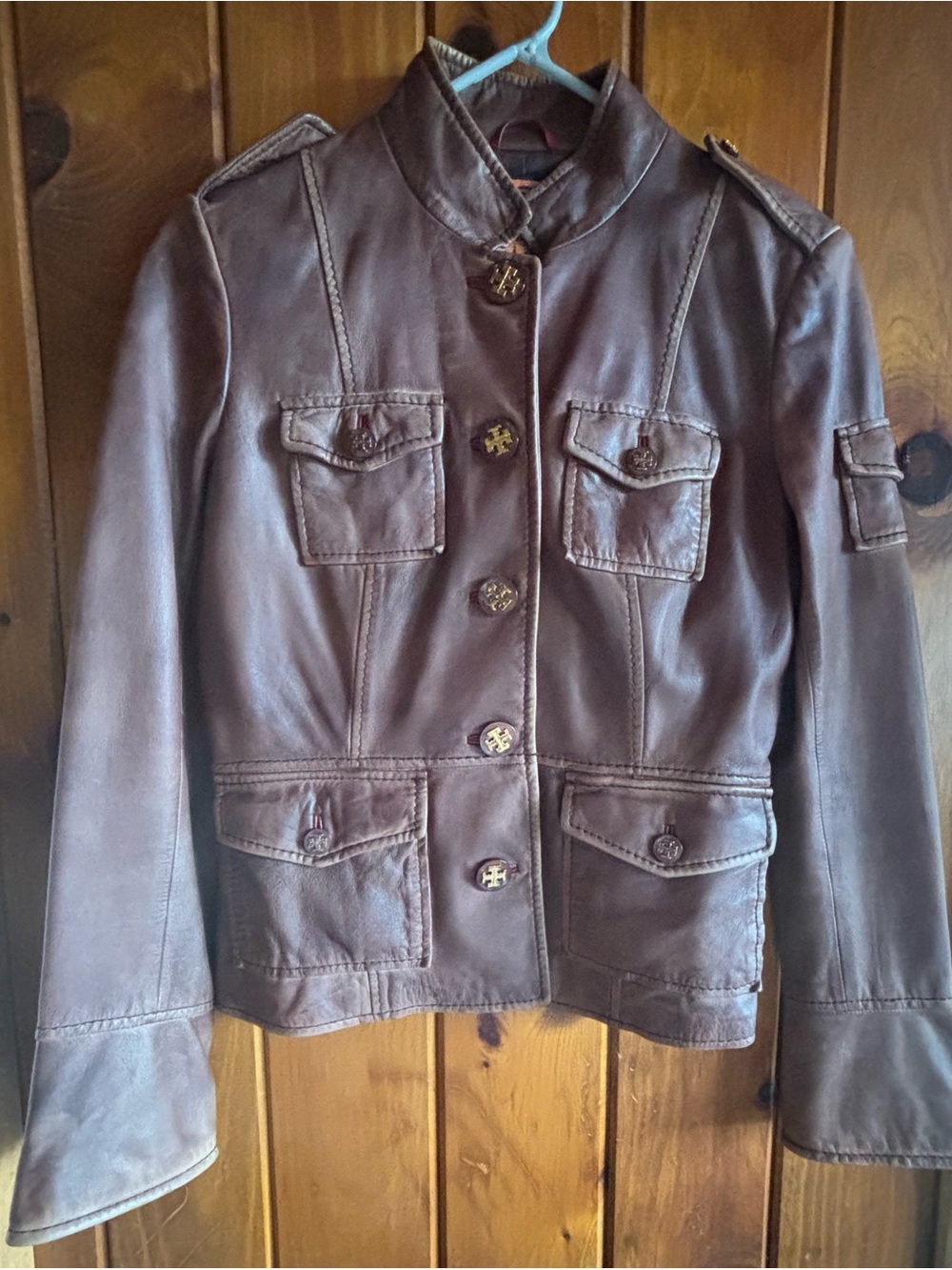 Tory Burch Brown Leather Sgt Pepper Jacket Size 6 ASO Gossip Girl